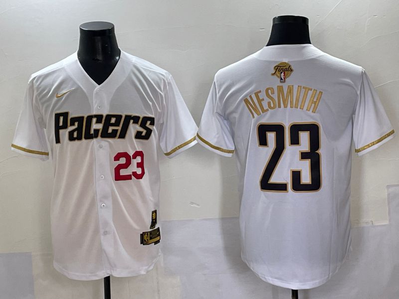 Men 2025 Indiana Pacers #23 Nesmith White Joint Name NBA Jersey style 23